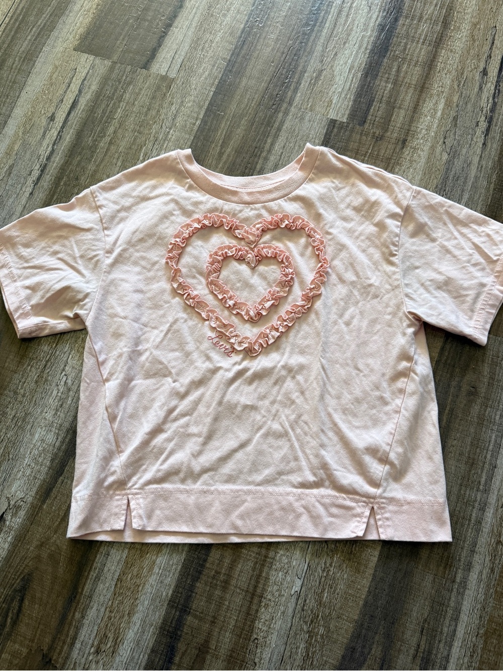 Levi’s Girls Pink Ruffle Heart Graphic T-Shirt Size L 12-13